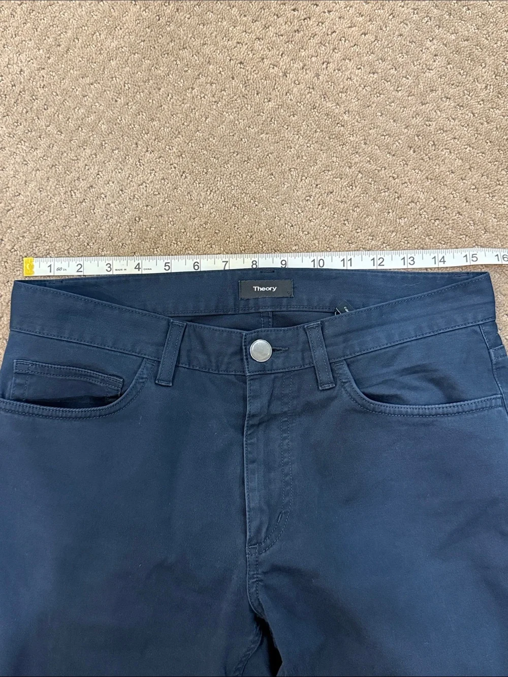 Theory Navy Men's Haydin Straight Slim Chinos
